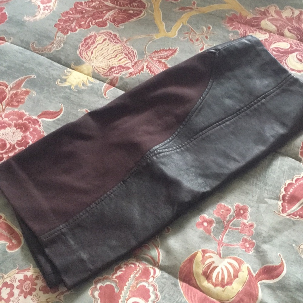 Brown leather mini skirt